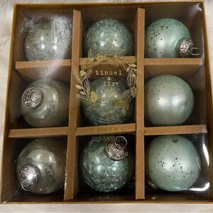 Holiday Christmas ornaments set of 9 Balls Mercury